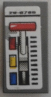 Lego Tile 1 x 2 with Gear Shift and Red, Yellow and Blue Rectangles Pattern (Sticker) - Set 8863
