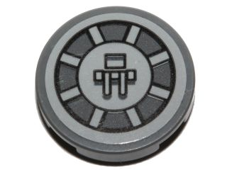 Lego Tile, Round 2 x 2 with Bottom Stud Holder with SW Radial Machinery Pattern (Sticker) - Set 75153 / Dark Bluish Gray