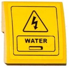 Lego Slope, Curved 2 x 2 x 2/3 with Electricity Danger Sign, Hatch and 'WATER' Pattern (Sticker) - Set 60075
