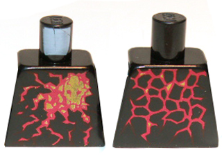 Lego Torso with Ninjago Earth Gorilla Head Symbol on Dark Red, Metallic Magenta and Neon Green Crystals Energy Pattern / Black
