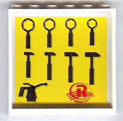 Lego Panel 1 x 6 x 5 with Tools Pattern #2 on Inside (Sticker) - Set 8161 / White