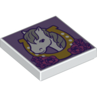Lego Tile 2 x 2 with Stylised Friends Pony Head and Horseshoe Print