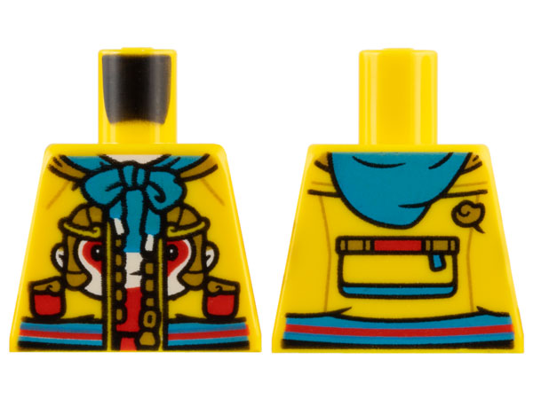 Lego Torso Jacket, Dark Turquoise Drawstring and Hood, Gold Zipper, Monkey King Face Logo Pattern / Yellow