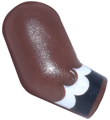 Lego Arm, Right with Black and White Scallop Cuff Pattern / Reddish Brown