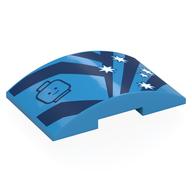 Lego Brick Curved 4 x 6 Double, 2 x 4 Cutout with Dark Blue Stripes, Minifig Head, White Stars Print