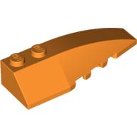 Lego Brick Wedged, Curved 6 x 2 Right, Inner Ridges / Orange