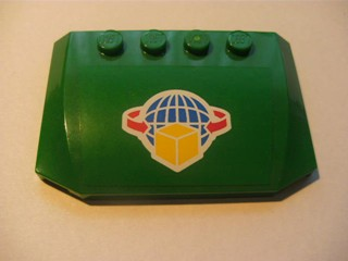 Lego Wedge 4 x 6 x 2/3 Triple Curved with Box and Arrows and Globe on Green Background Pattern (Sticker) - Set 7633