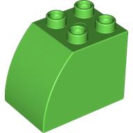 Lego Duplo Brick 2 x 3 x 2 with Curved Top / Bright Green
