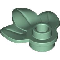 Lego Plant, Plate 1 x 1 Round with 3 Leaves / Sand Green