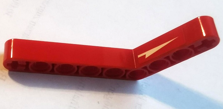 Lego Technic, Liftarm, Modified Bent Thick 1 x 9 (6 - 4) with White Arrow Pattern Model Right Side (Sticker) - Set 42089