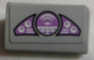 Lego Slope 30 1 x 2 x 2/3 with Purple Gauges and Target Screen Pattern (Sticker) - Set 76047 / Light Bluish Gray