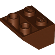 Lego Brick Sloped Inverted 45° 2 x 2 [Ovoid Bottom Pin, Bar-sized Stud Holes] / Reddish Brown