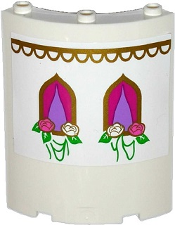 Lego Cylinder Quarter 4 x 4 x 6 with 2 Oriental Windows with Flowers and Gold Trim Pattern (Sticker) - Set 41061