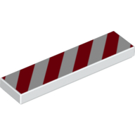 Lego Tile 1 x 4 with Red and White Danger Stripes Red Print
