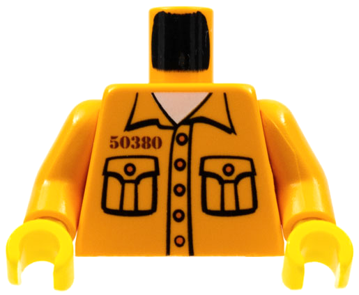 Lego Torso Jail-Breaker Shirt with 2 Pockets, '50380' Pattern / Medium Orange Arms / Yellow Hands