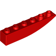 Lego Brick Curved Inverted 6 x 1 / Red