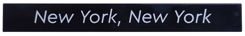 Lego Tile 1 x 8 with White 'New York, New York' Pattern / Black