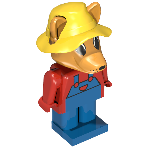 Lego Fabuland Figure Fox 2 with Yellow Hat / Red