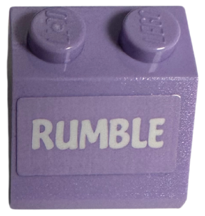 Lego Slope 45 2 x 2 with White 'RUMBLE' Pattern (Sticker) - Set 41718 / Lavender