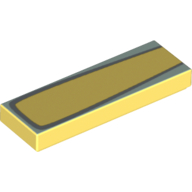 Lego Tile 1 x 3 with Silver Outline and Light Aqua Outer Edge Print (Flo) / Bright Light Yellow