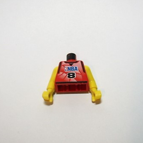 Lego Torso Basketball Jersey, NBA Logo and '8' Print, Long One Piece Arms Yellow (NBA)