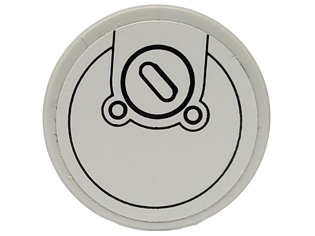 Lego Tile, Round 2 x 2 with Bottom Stud Holder with Filler Cap Pattern (Sticker) - Set 60073 / Light Bluish Gray