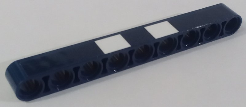 Lego Technic, Liftarm Thick 1 x 9 with White Stripes Pattern (Sticker) - Set 42154 / Dark Blue