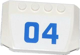 Lego Wedge 4 x 6 x 2/3 Triple Curved with Blue '04' Pattern (Sticker) - Set 60044