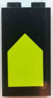 Lego Panel 1 x 2 x 3 with Side Supports - Hollow Studs with Lime Pentagon Pattern (Sticker) - Set 60388 / Black