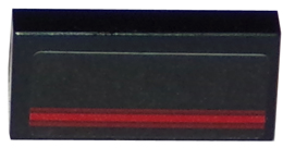 Lego Tile 1 x 2 with Red Stripe on Black Background Pattern (Sticker) - Set 75870 / Black