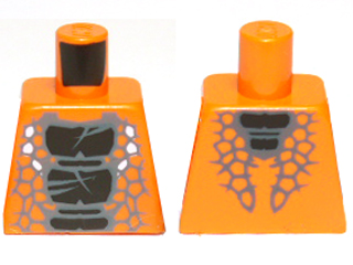 Lego Torso Ninjago Snake with Black Scales Pattern (Snike) / Orange