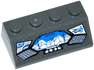 Lego Slope 45 2 x 4 with Justice League Javelin Spaceship Control Panel Pattern (Sticker) - Set 76028