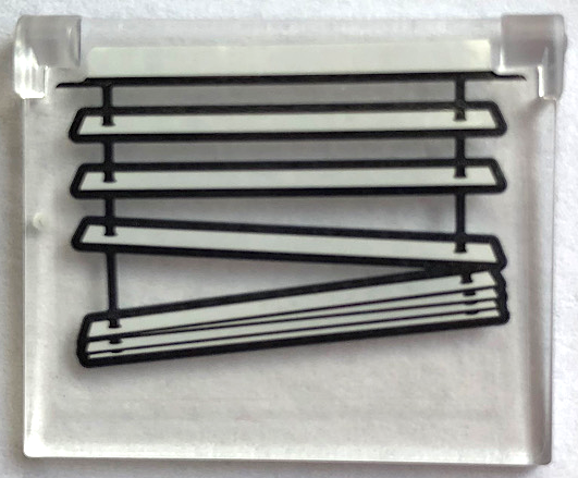 Lego Glass for Window 1 x 4 x 3 - Opening with Venetian Blinds Down Pattern (Sticker) - Set 21336