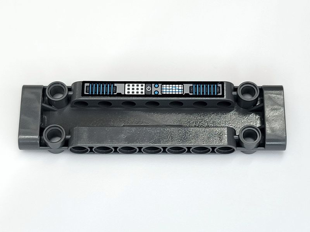 Lego Technic, Panel Plate 3 x 11 x 1 with Medium Blue and Gray Control Panels Pattern (Sticker) - Set 42081 / Dark Bluish Gray