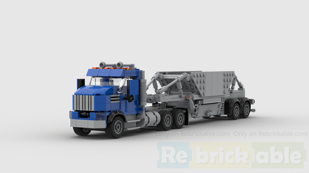 Lego Day cab tractor&horizontal bottom dumper trailer