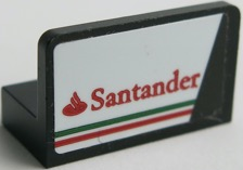 Lego Panel 1 x 2 x 1 with Santander Logo and Green Line Pattern Model Left Side (Sticker) - Set 75879