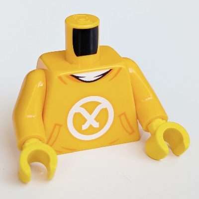 Lego Torso Hoodie with White Logo Print, Bright Light Orange Arms, Yellow Hands / Bright Light Orange
