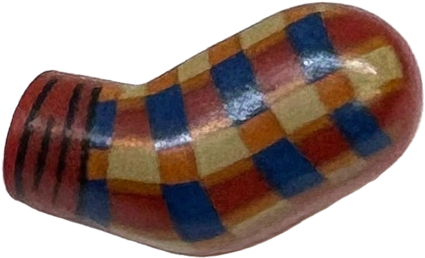 Lego Arm, Left with Dark Tan, Dark Blue and Dark Orange Plaid Shirt and Black Wrinkled Cuff Pattern / Dark Red