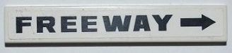 Lego Tile 1 x 6 with 'FREEWAY' and Black Right Arrow Pattern (Sticker) - Set 8186 / White