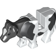Lego Animal, Cow with Black Spots Print / White