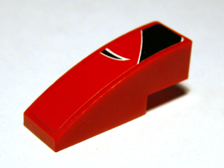 Lego Slope, Curved 3 x 1 with Black Togokahn Pattern, Model Front Left (Sticker) - Set 8159 / Red