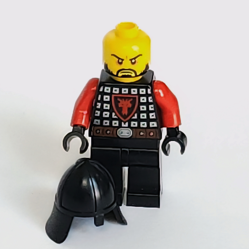 Lego Dragon Knight, Red, Helmet, Beard, Silver Belt