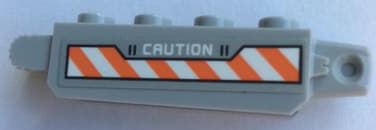 Lego Hinge Brick 1 x 4 Locking with 'CAUTION' and Orange and White Danger Stripes Pattern on Both Sides (Stickers) - Set 60192