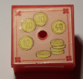 Lego Container, Box 3 1/2 x 3 1/2 x 1 1/3 with Hinged Lid with Coins Pattern (Sticker) - Set 3116