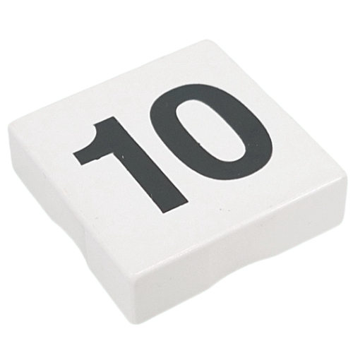 Lego Duplo Tile 2 x 2 with '10' Print / White