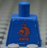 Lego Torso Soccer Dutch Goalie, KNVB Logo Sticker Front, White Number Sticker Back Pattern (specify number in listing) / Blue