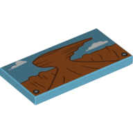 Lego Tile 2 x 4 with Grand Canyon Print / Medium Azure