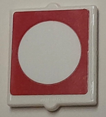 Lego Glass for Window 1 x 2 x 2 Flat Front with White Circle on Red Background Pattern (Sticker) - Set 40429