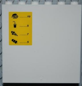 Lego Panel 1 x 6 x 5 with Menu and Prices on Yellow Background Pattern (Sticker) - Set 4644