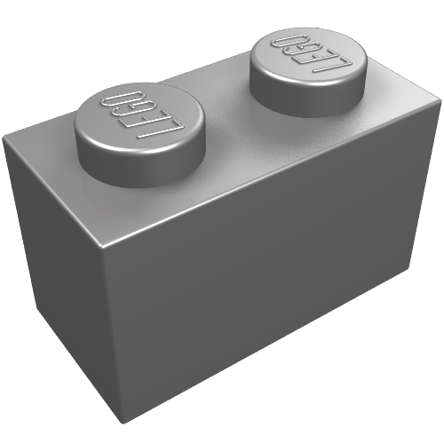 Lego Brick 1 x 2 / Flat Silver